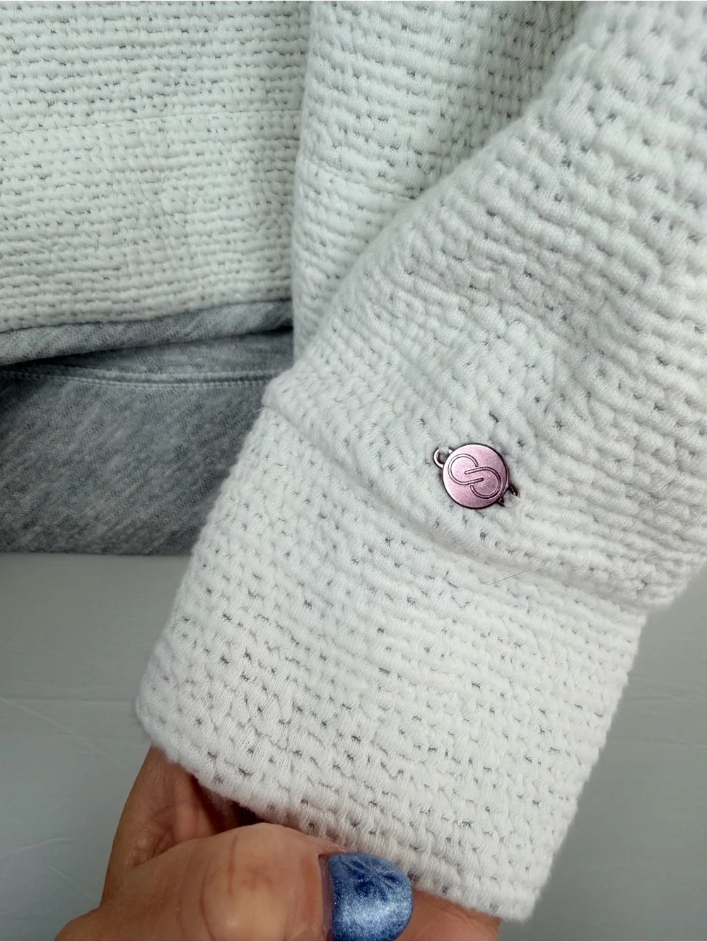 CALIA White Textured Funnel Neck Sweatshirt Sweater Large